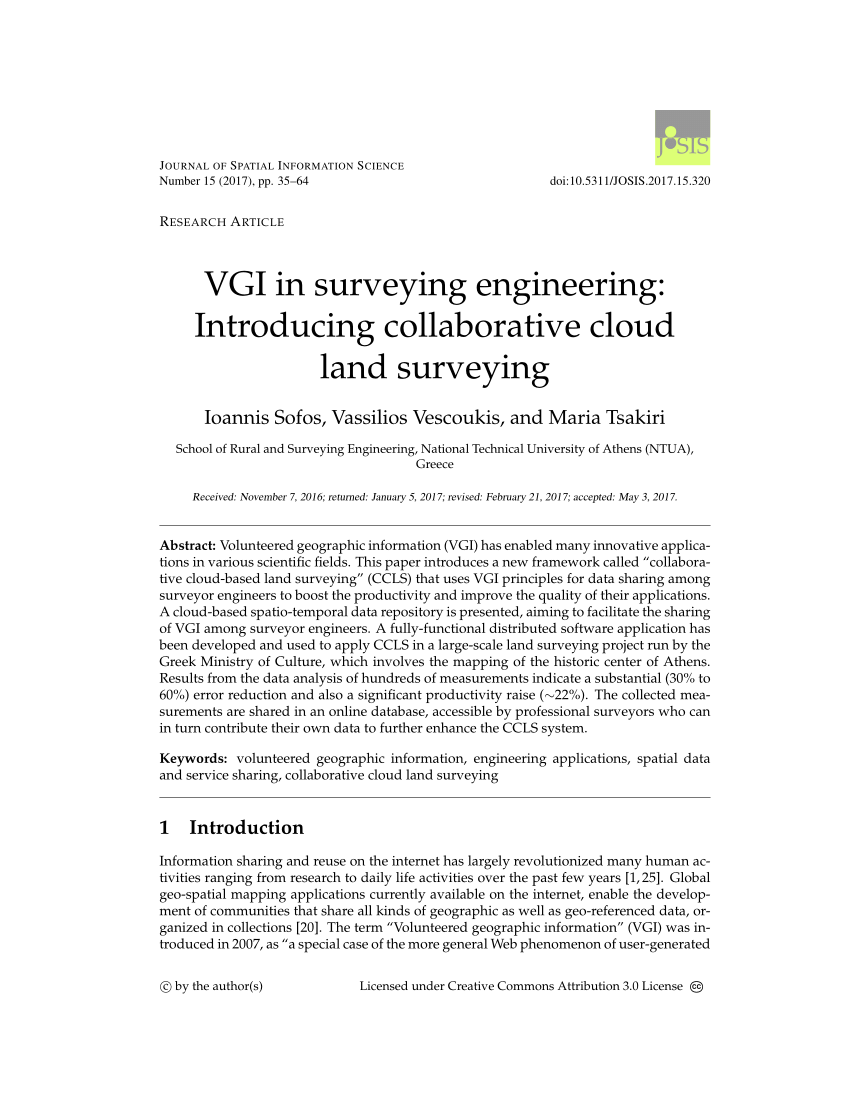 Pdf Vgi In Surveying Engineering Introducing Collaborative Cloud - pdf vgi in surveying engineering introducing collaborative cloud land surveying