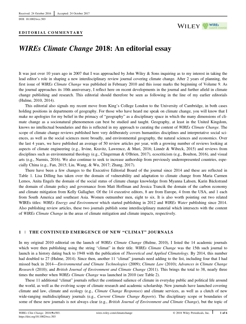 Essay for climate change