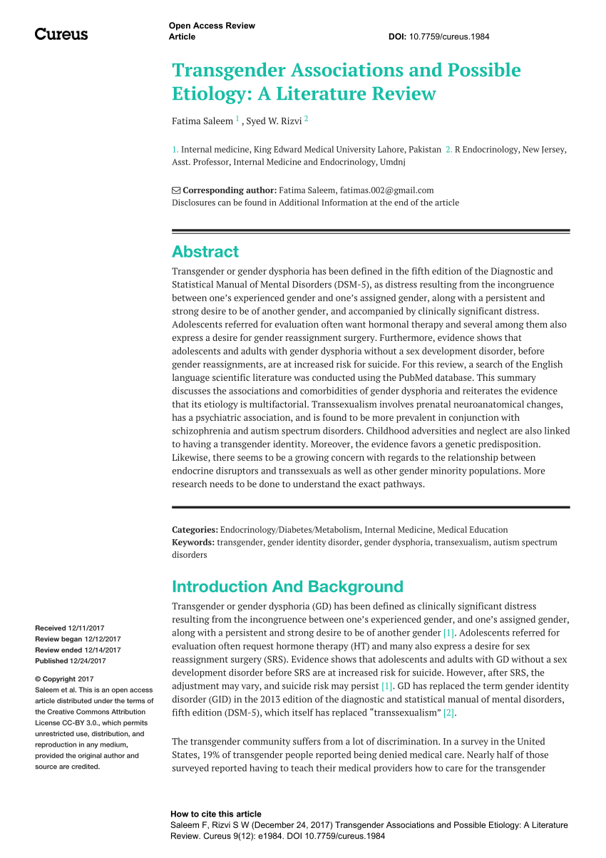 transgender research paper outline