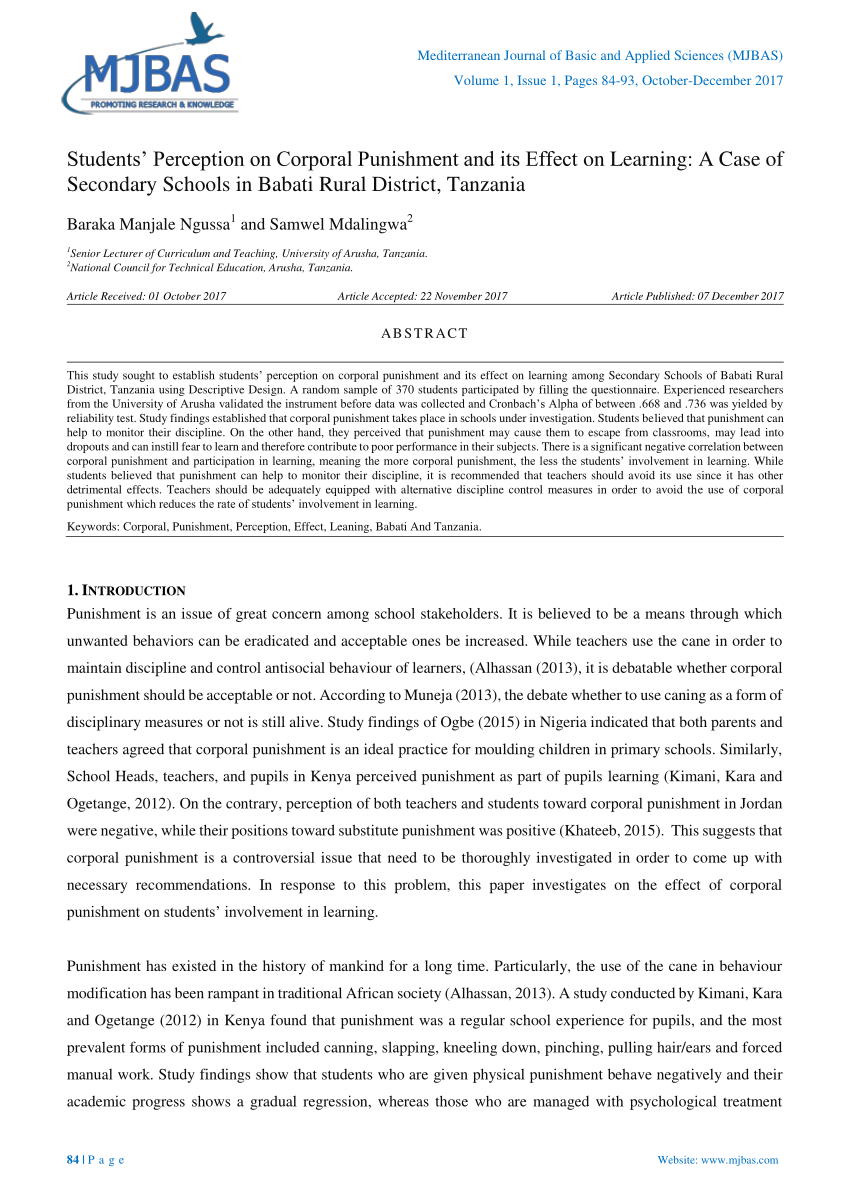 research proposal on corporal punishment in schools