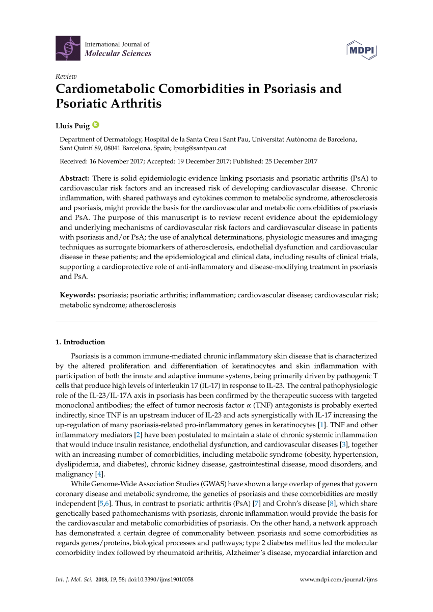 (PDF) Cardiometabolic Comorbidities in Psoriasis and 