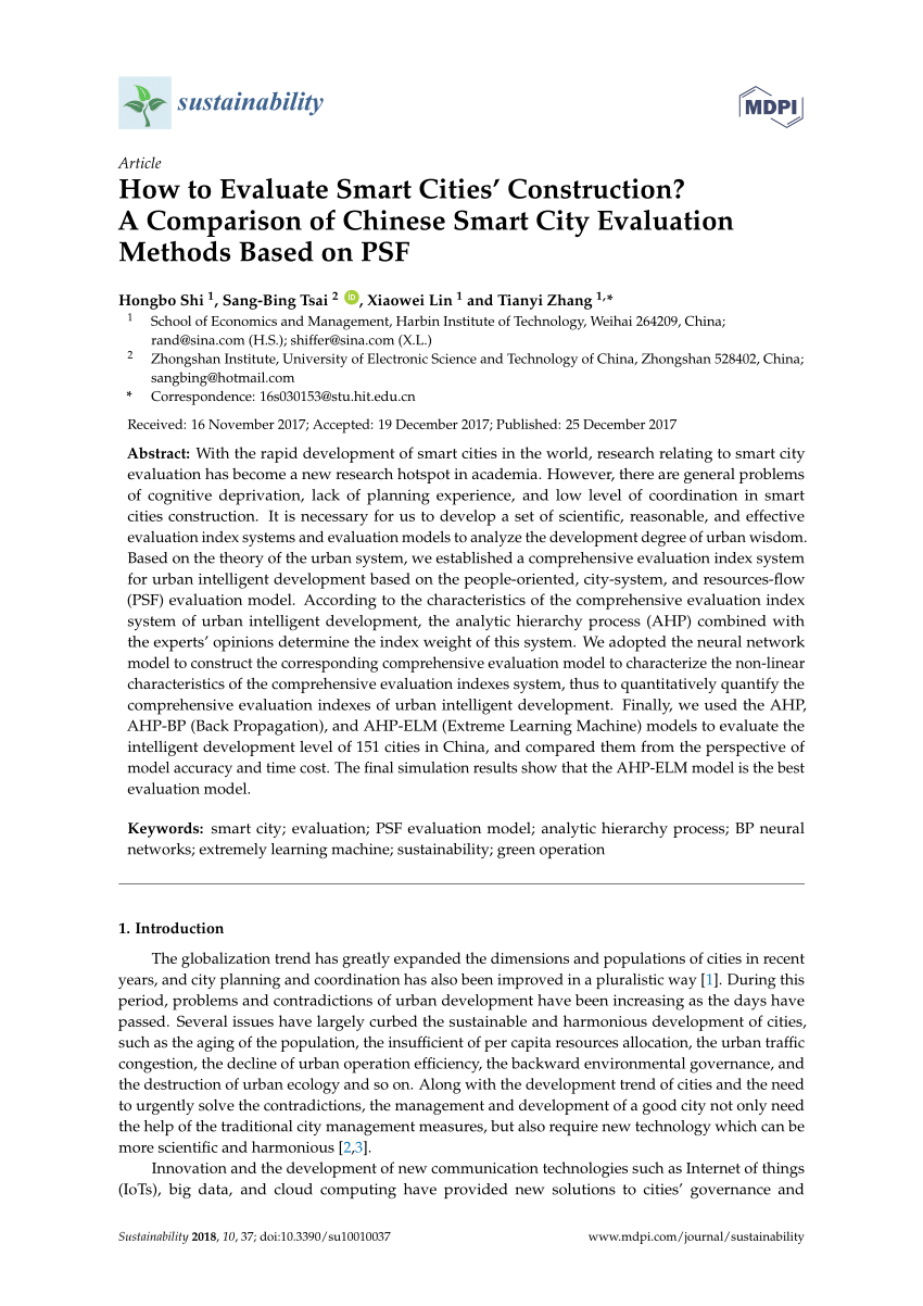 Pdf How To Evaluate Smart Cities Construction A Comparison Of Chinese Smart City Evaluation Methods Based On Psf