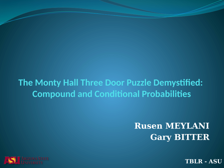 (PDF) Conditional Probabilities: The Monty Hall Three Door Puzzle