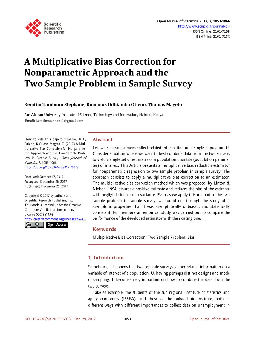 Pdf A Multiplicative Bias Correction For Nonparametric Approach And