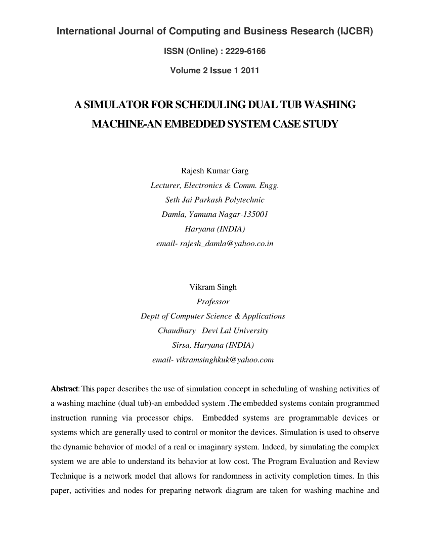 case study of washing machine in embedded system pdf