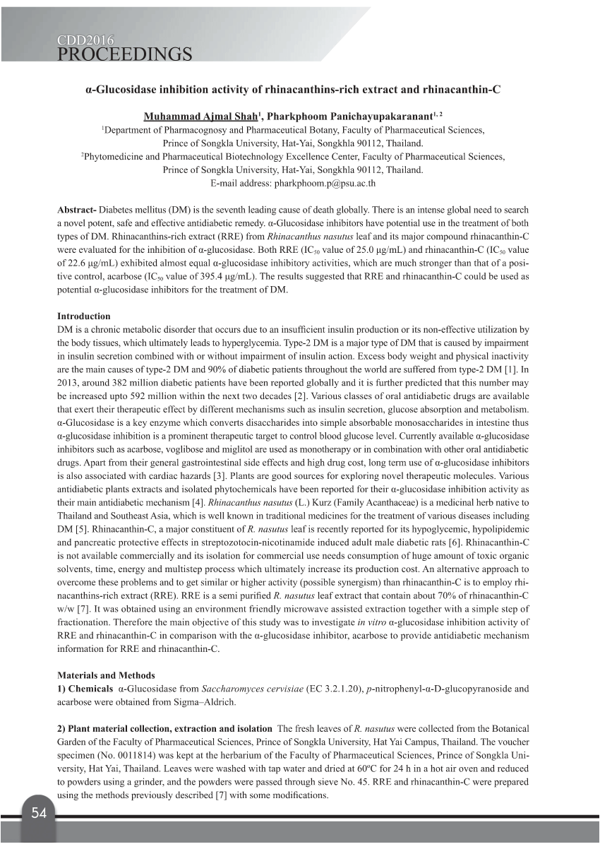 (PDF) α-Glucosidase inhibition activity of rhinacanthins-rich extract ...