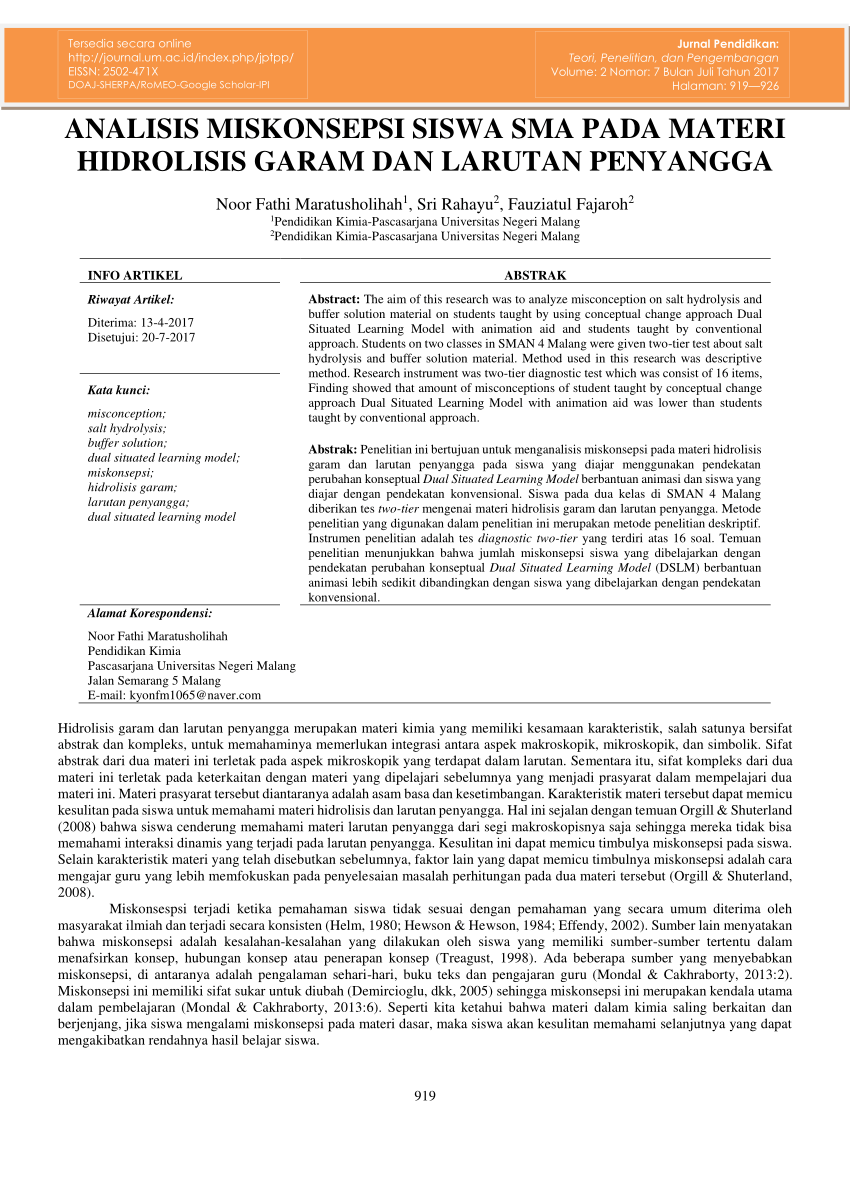 Pdf Analisis Miskonsepsi Siswa Sma Pada Materi Hidrolisis Garam Dan Hot Sex Picture 0735