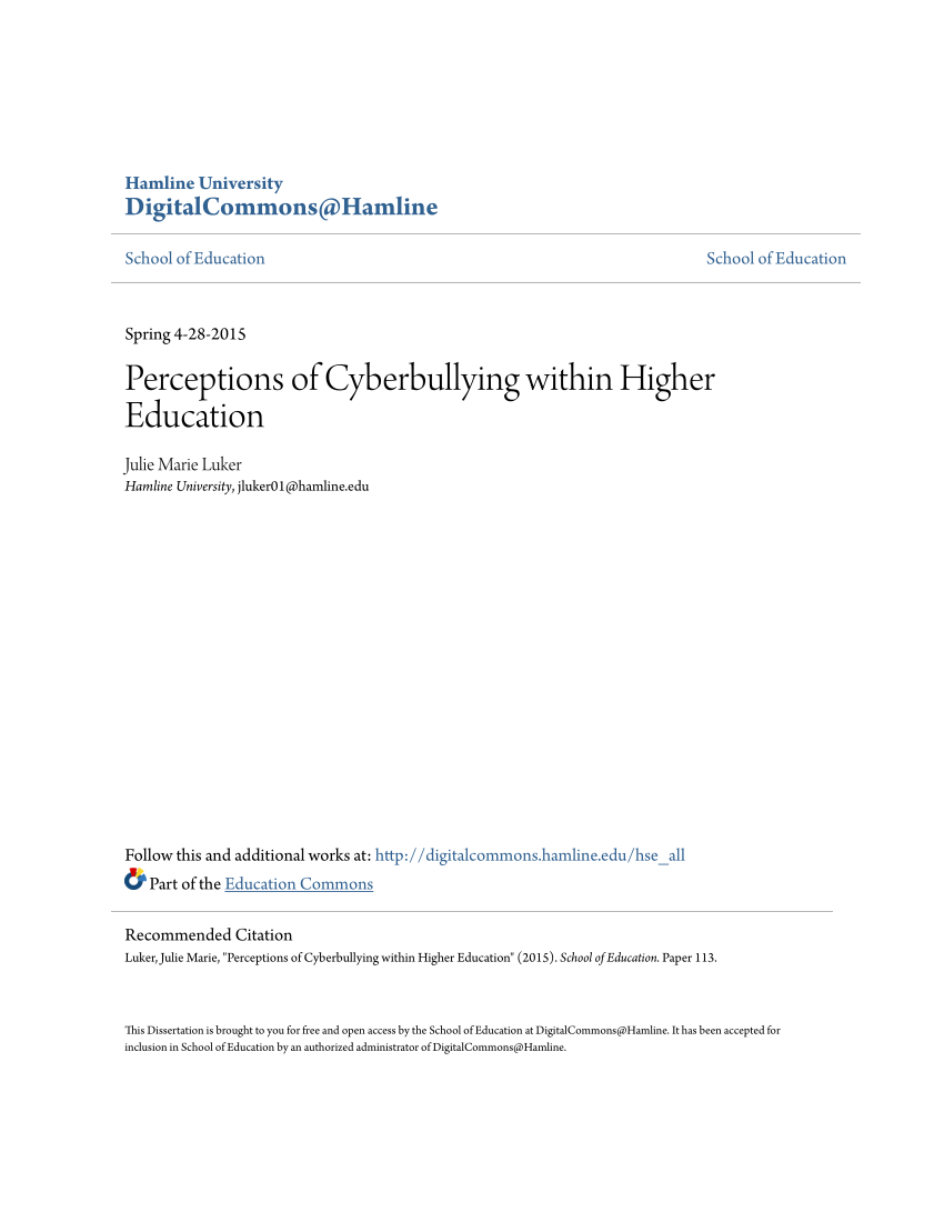 cyberbullying in higher education a literature review