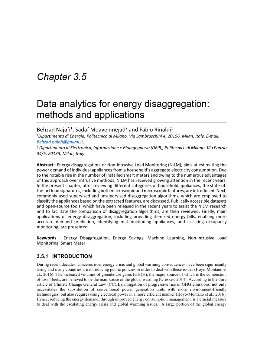(PDF) Data Analytics for Energy Disaggregation: Methods ...