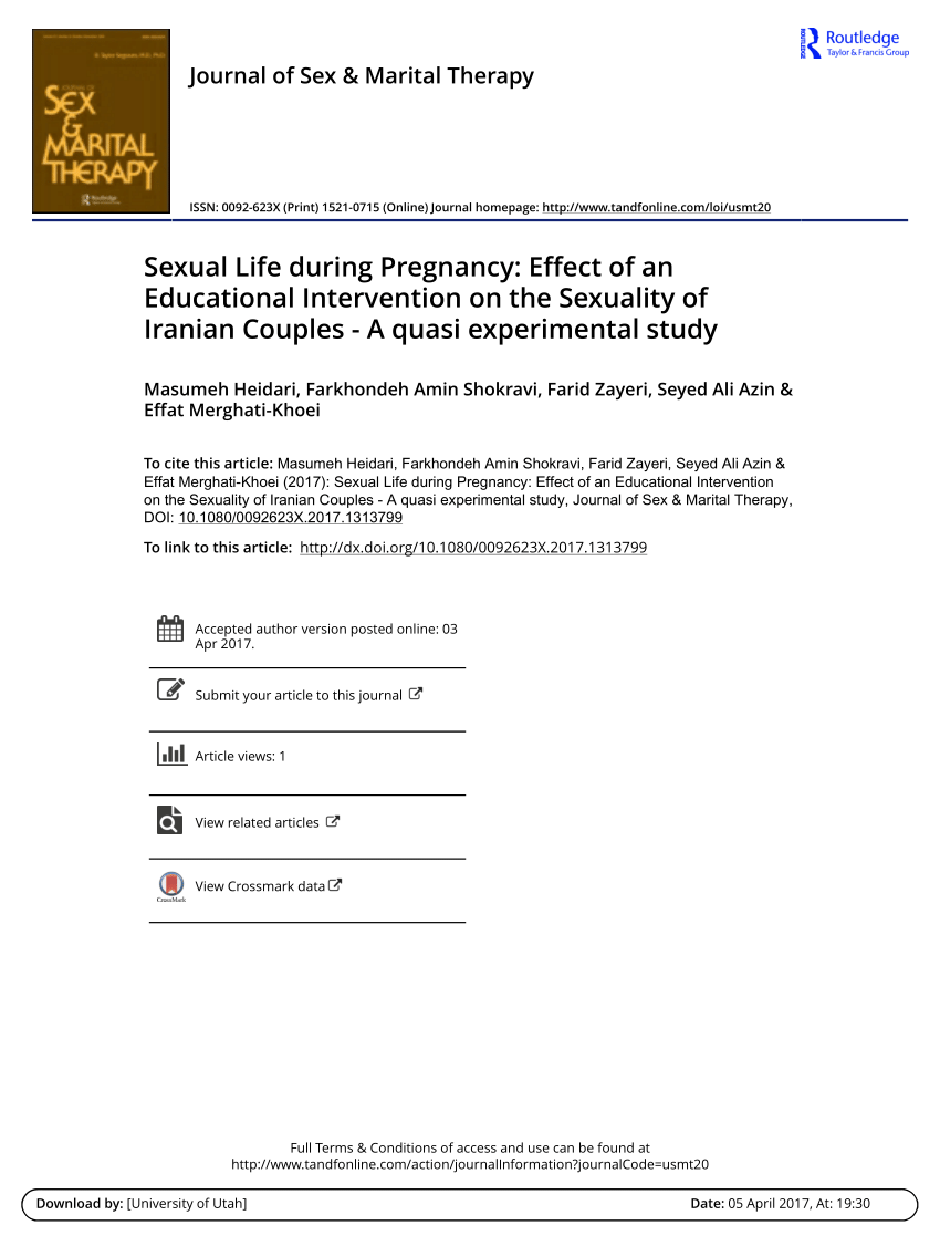 PDF) Journal of Sex & Marital Therapy Sexual Life during Pregnancy: Effect  of an Educational Intervention on the Sexuality of Iranian Couples-A quasi  experimental study