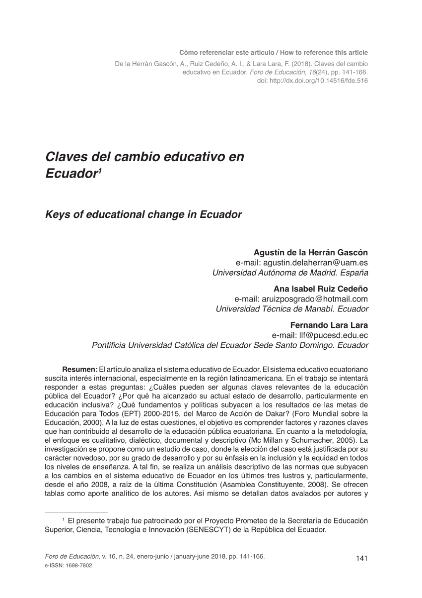 PDF) Claves del cambio educativo en Ecuador