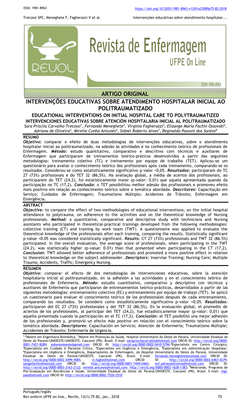 Atendimento Inicial ao Politraumatizado no contexto intra-hospitalar