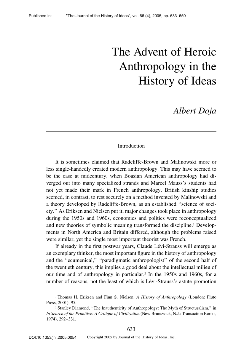 (PDF) The Advent of Heroic Anthropology in the History of Ideas