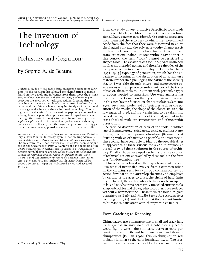 Pdf The Invention Of Technology
