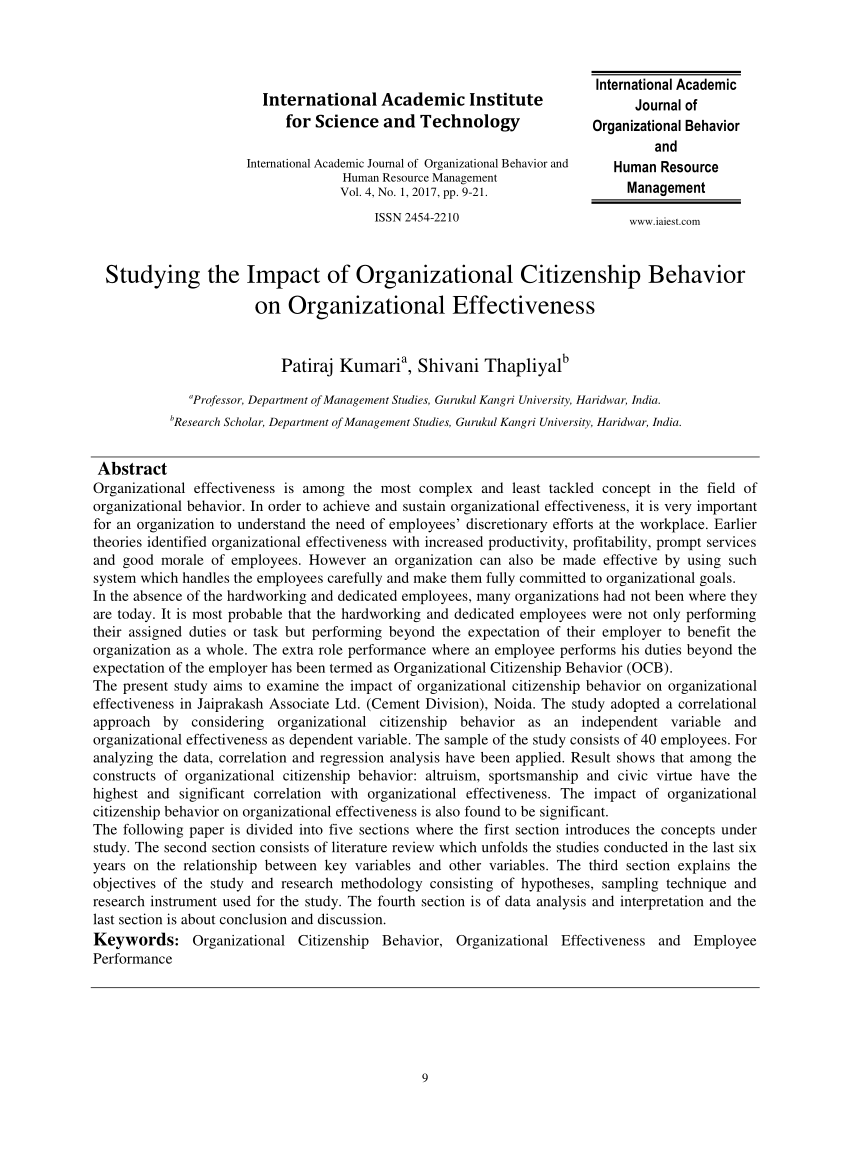 organizational citizenship behavior thesis pdf