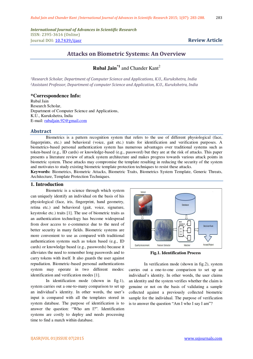 ieee research paper based on biometric