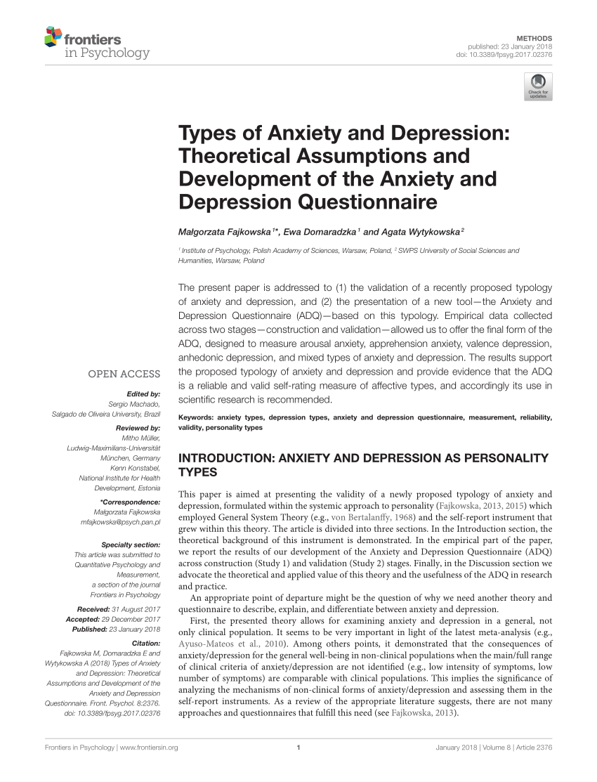 research articles on anxiety and depression