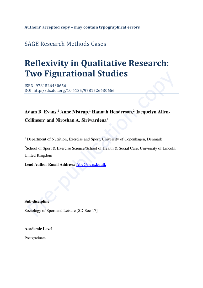 on reflexivity in qualitative research two readings and a third