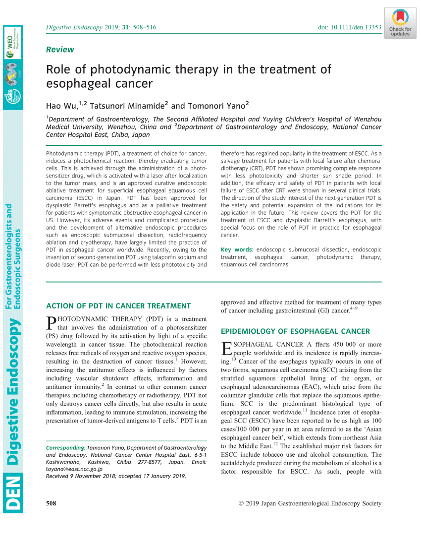 (PDF) Photodynamic therapy for esophageal cancer