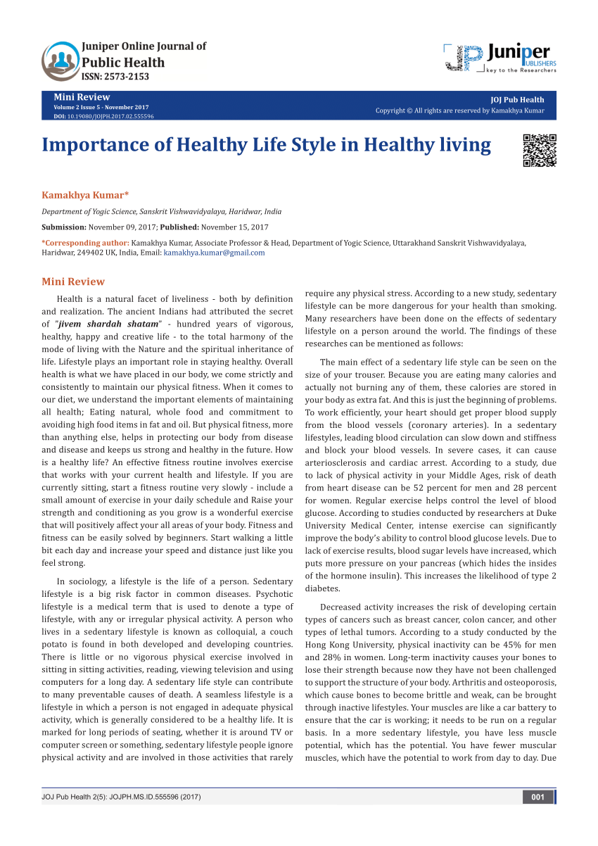 healthy lifestyle in the world essay