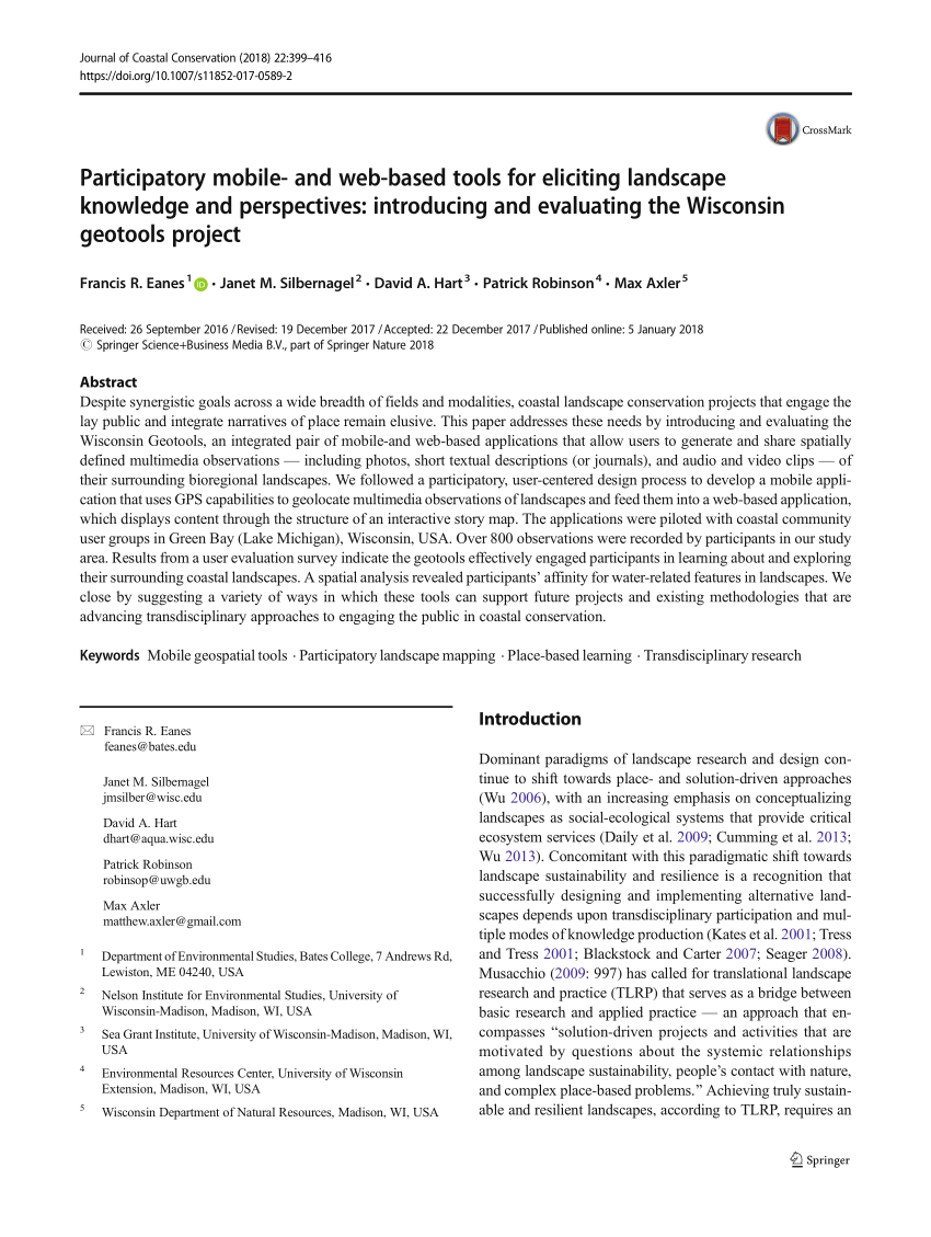 (PDF) Participatory mobile- and web-based tools for eliciting landscape knowledge and 