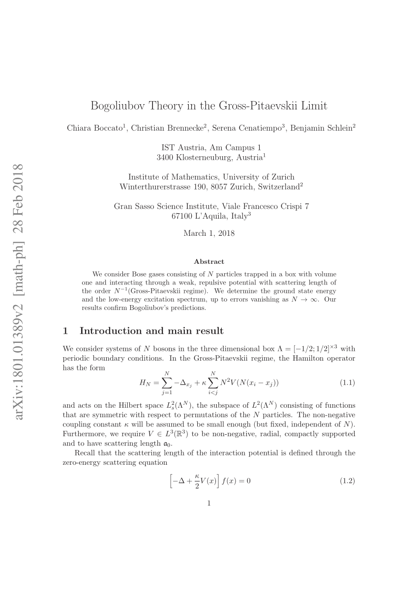 (PDF) Bogoliubov Theory in the Gross-Pitaevskii Limit