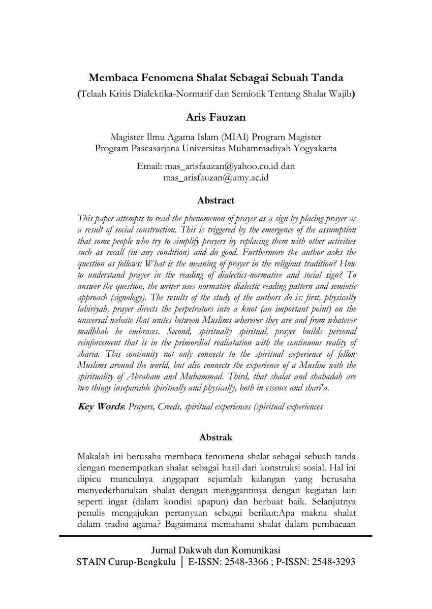 Pdf Membaca Fenomena Shalat Sebagai Sebuah Tanda