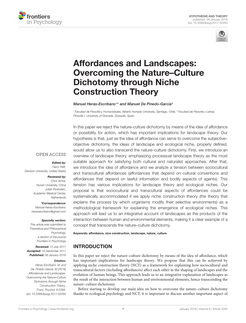 bison liv lufthavn PDF) Affordances and Landscapes: Overcoming the Nature–Culture Dichotomy  through Niche Construction Theory