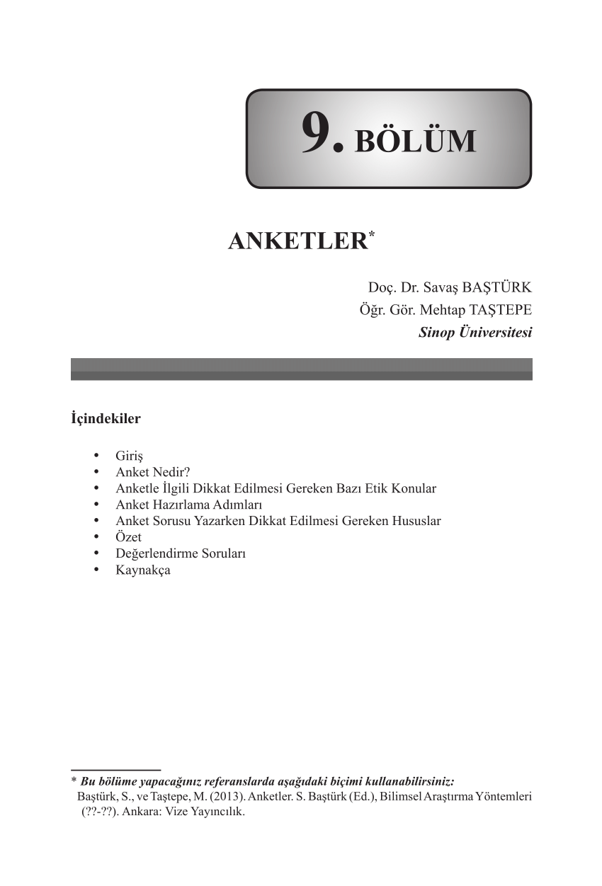 kit etikette Violin PDF) Baştürk, S., ve Taştepe, M. (2013). Anketler. S. Baştürk (Ed.),  Bilimsel Araştırma Yöntemleri (sf. 247-279). Ankara: Vize Yayıncılık.