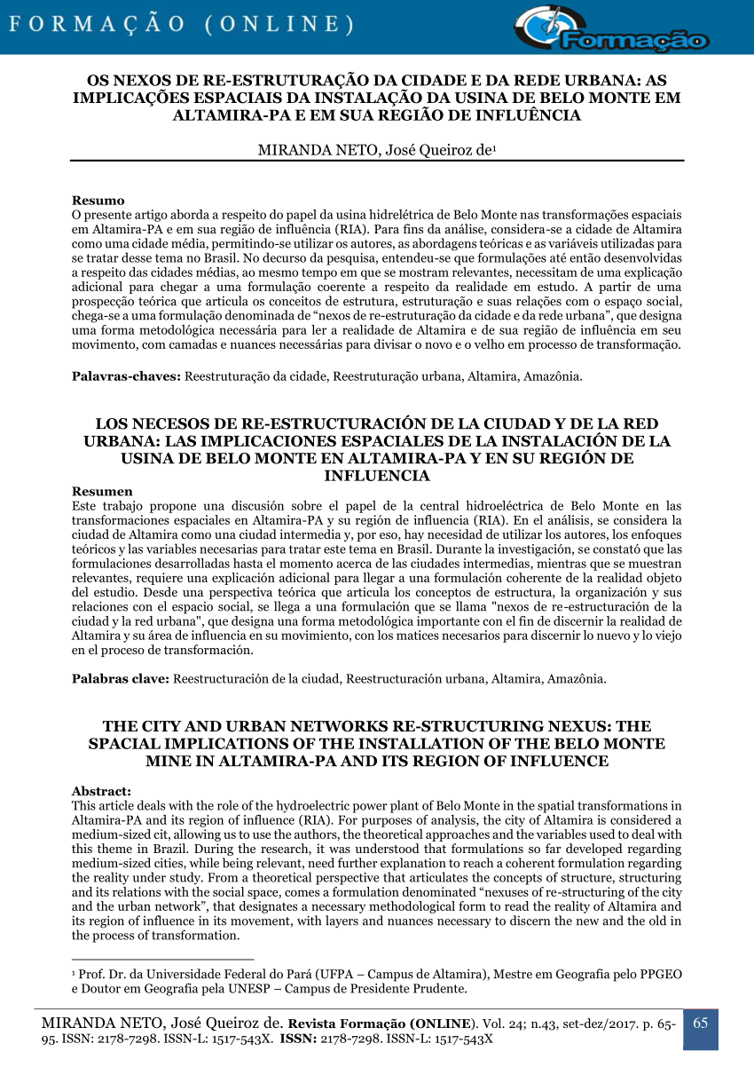 PDF) OS NEXOS DE RE-ESTRUTURAÇÃO DA CIDADE E DA REDE URBANA: O