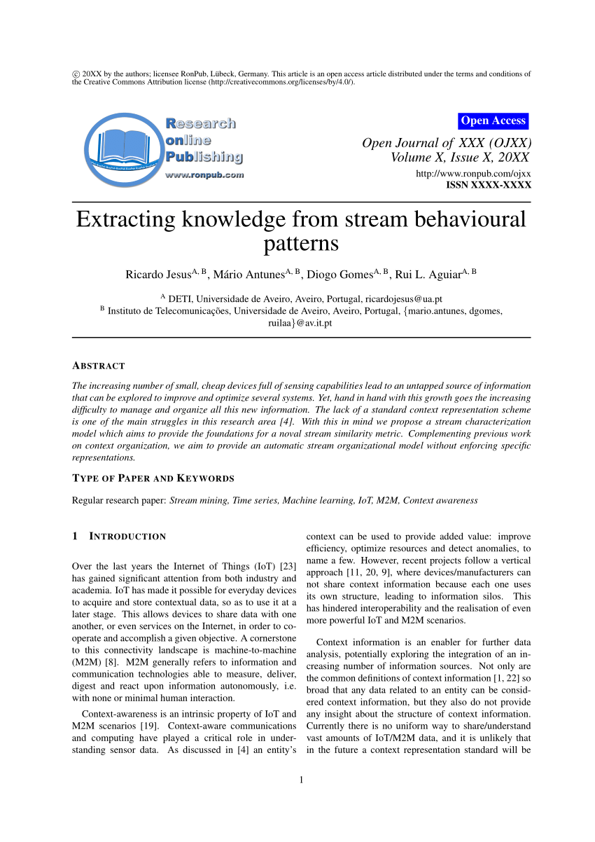 Pdf Modelling Patterns In Continuous Streams Of Data