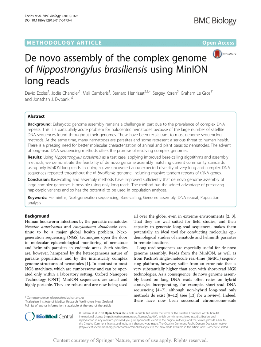 PDF) De novo assembly of the complex genome of Nippostrongylus ...