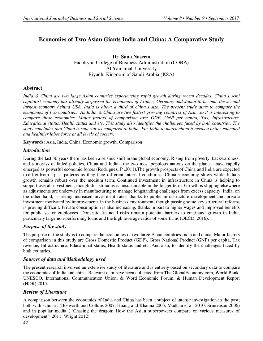 (PDF) Economies of Two Asian Giants India and China: A Comparative Study