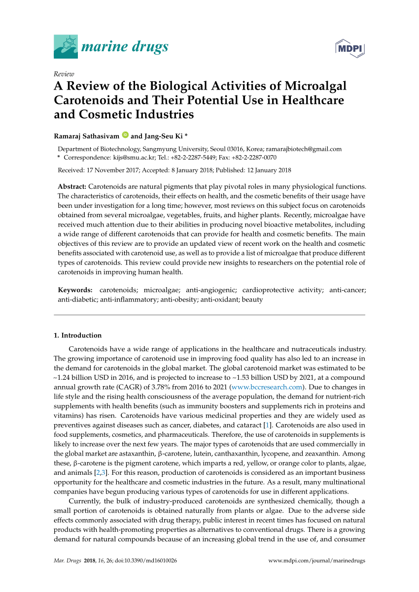 PDF) A Review of the Biological Activities of Microalgal 