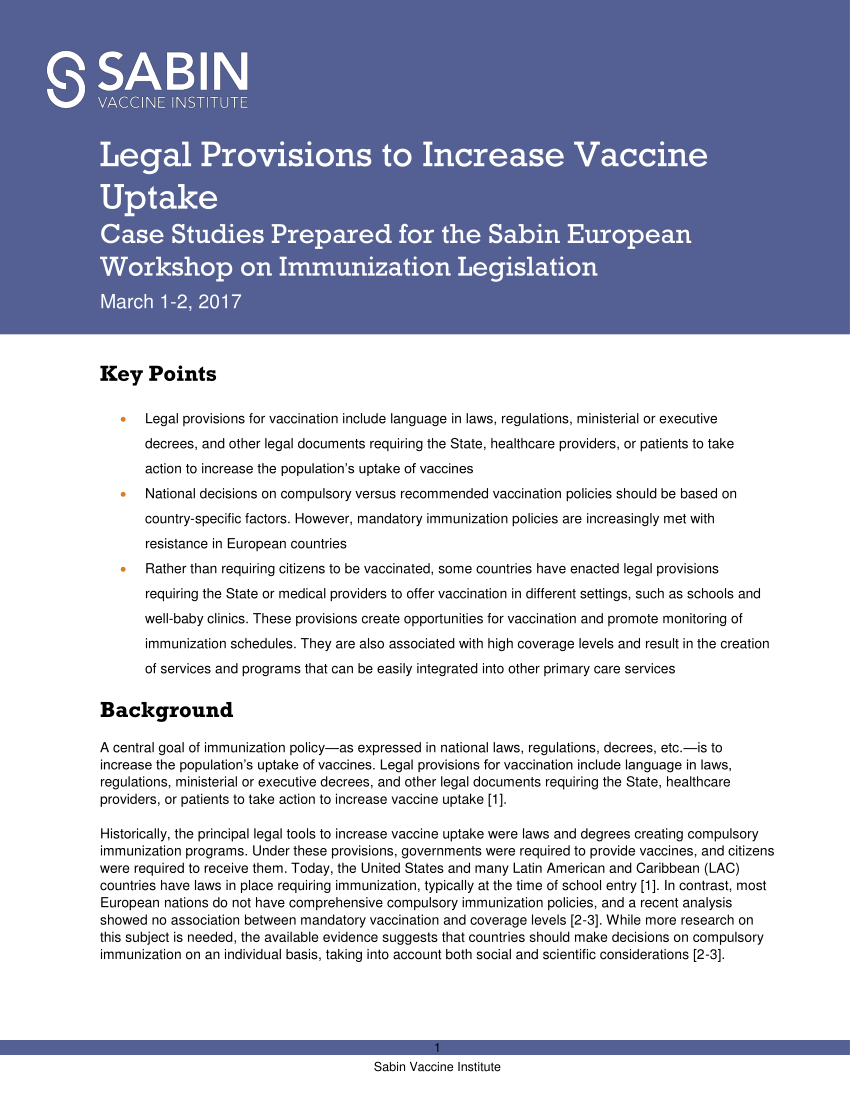 Pdf Vaccination Legislation In Latin America And The Caribbean