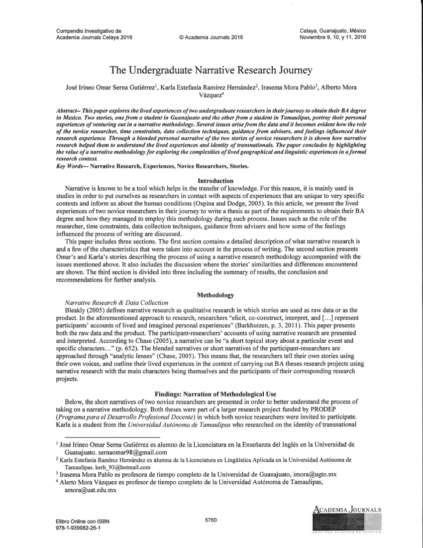 sample of narrative research paper