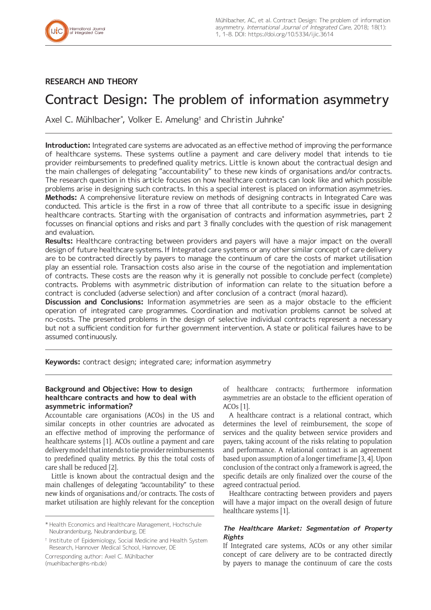 pdf contract design Contract The information (PDF) Design: of problem asymmetry