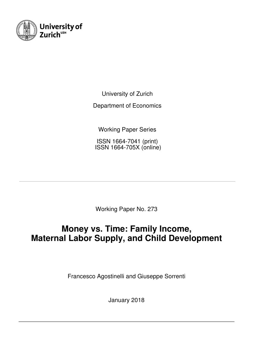 PDF) Money vs. Time: Family Income, Maternal Labor Supply, and ...
