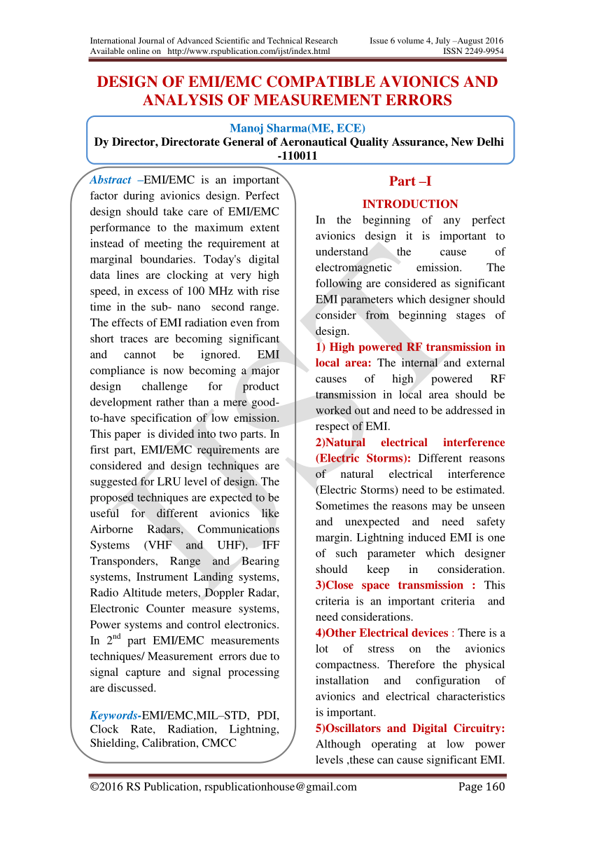 Pdf Emi Emc Compatible Avionics Design