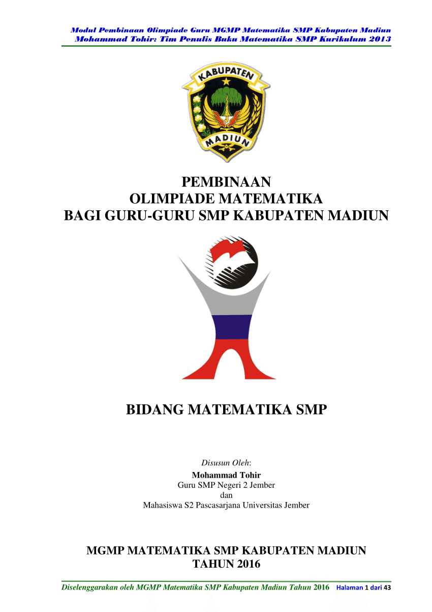Pdf Modul Pembinaan Olimpiade Guru Mgmp Matematika Smp Kabupaten