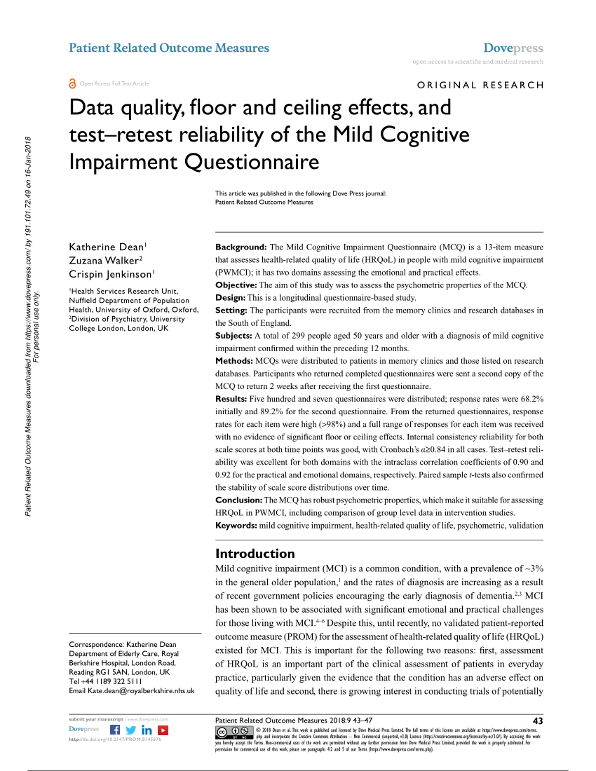 Pdf Data Quality Floor And Ceiling Effects And Test