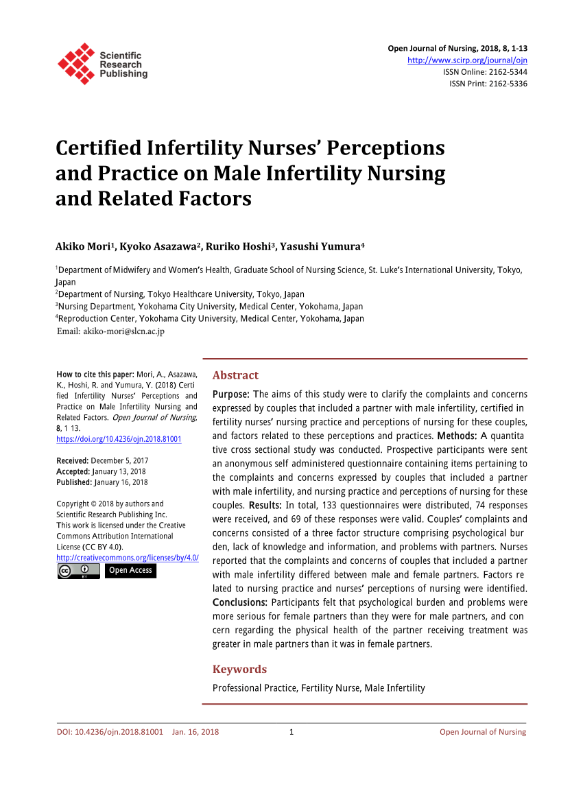 nursing research studies on infertility