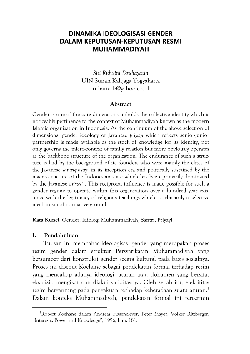 PDF DINAMIKA IDEOLOGISASI GENDER DALAM KEPUTUSAN KEPUTUSAN RESMI