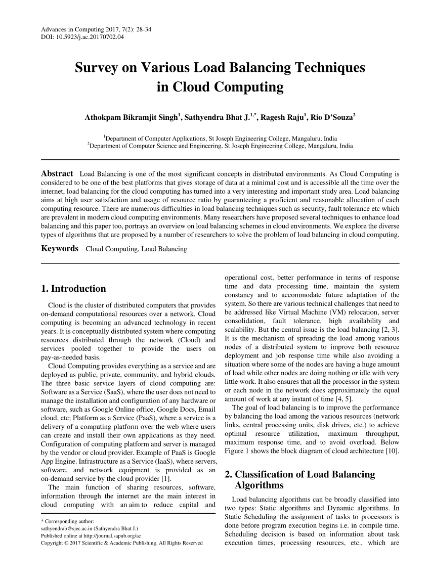 Load Balancing Techniques Of Cloud Computing