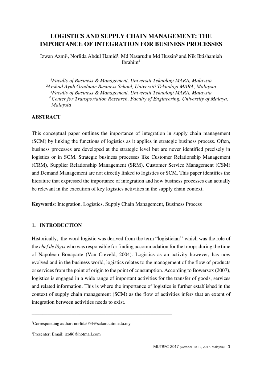 logistics research paper pdf