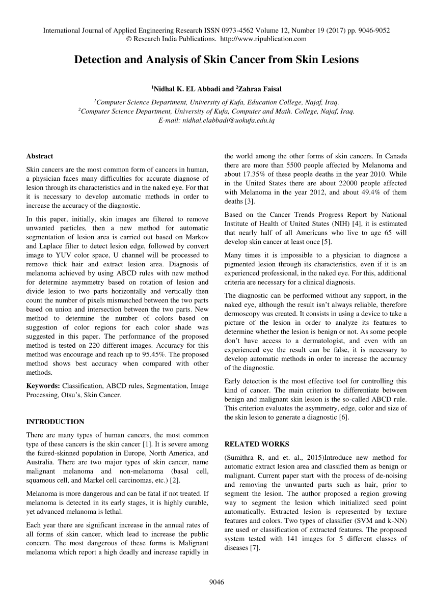 skin cancer detection research paper
