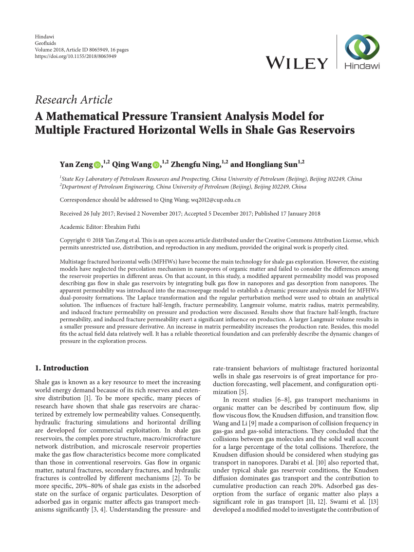 Rate Transient Analysis in Shale Gas Reservoirs