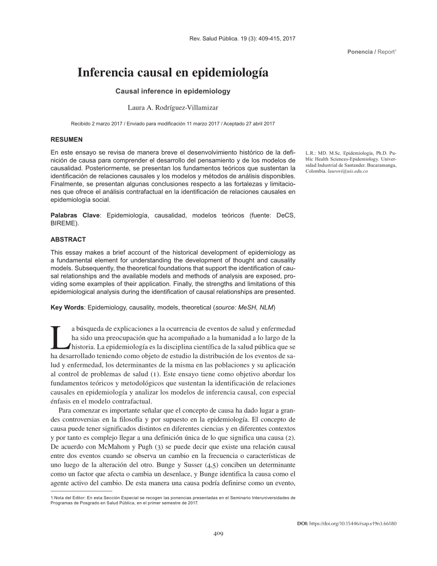 PDF) Inferencia causal en epidemiología
