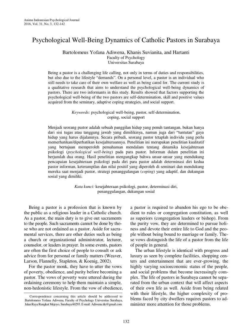 pdf psychological well being dynamics of catholic pastors in surabaya pdf psychological well being dynamics