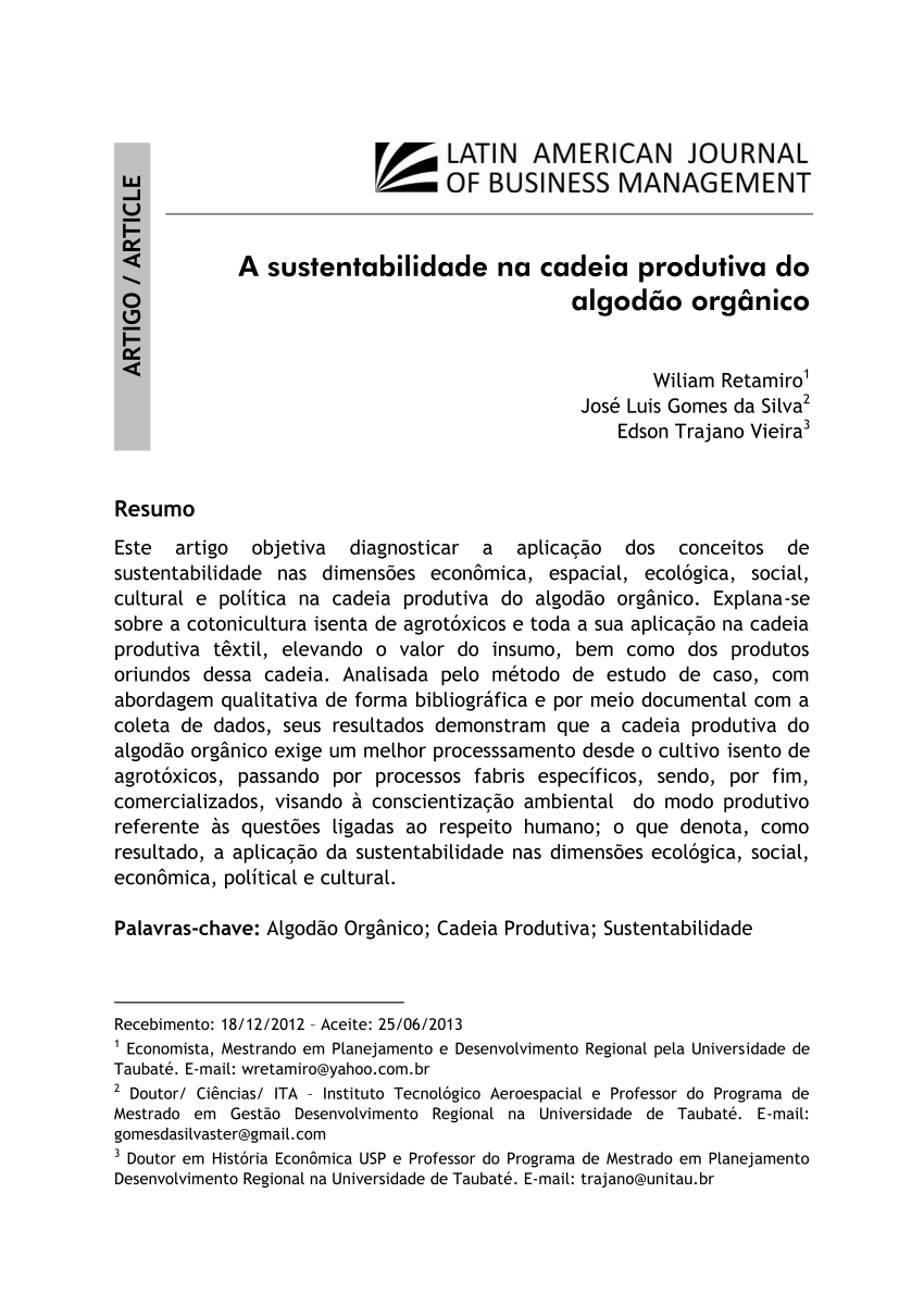 PDF A sustentabilidade na cadeia produtiva do algodão orgânico